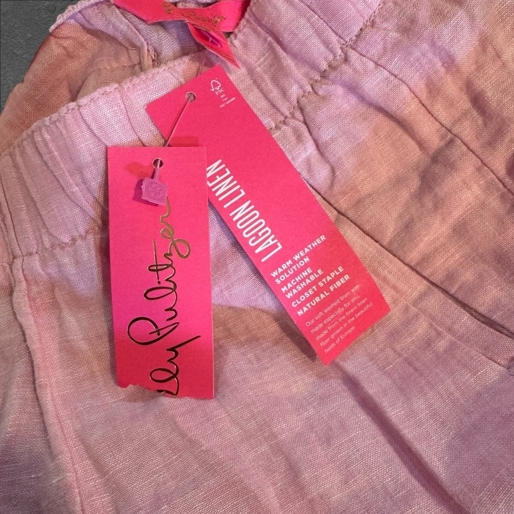 Lilly Pulitzer Lagoon Linen Scallop Hem Short Pink XXS Warm Weather Beach Resort - Picture 6 of 10